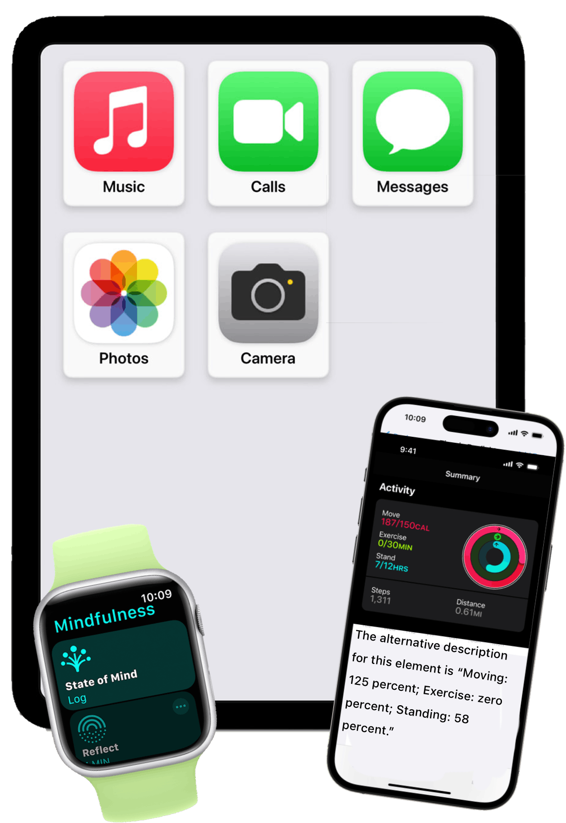 Collection of apple devices highlighting accessibility features